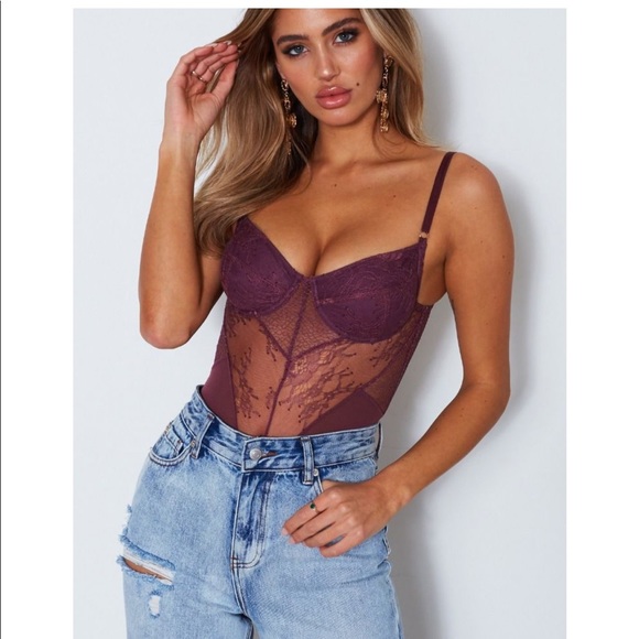White Fox Boutique Other - White Fox Merlot Lace Bodysuit NWT